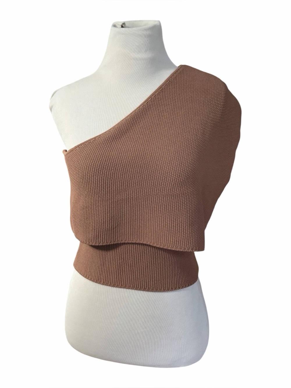 The Sei Textured Asymmetric Cape Top, Ribbed One Shoulder Knit Tank S taupe